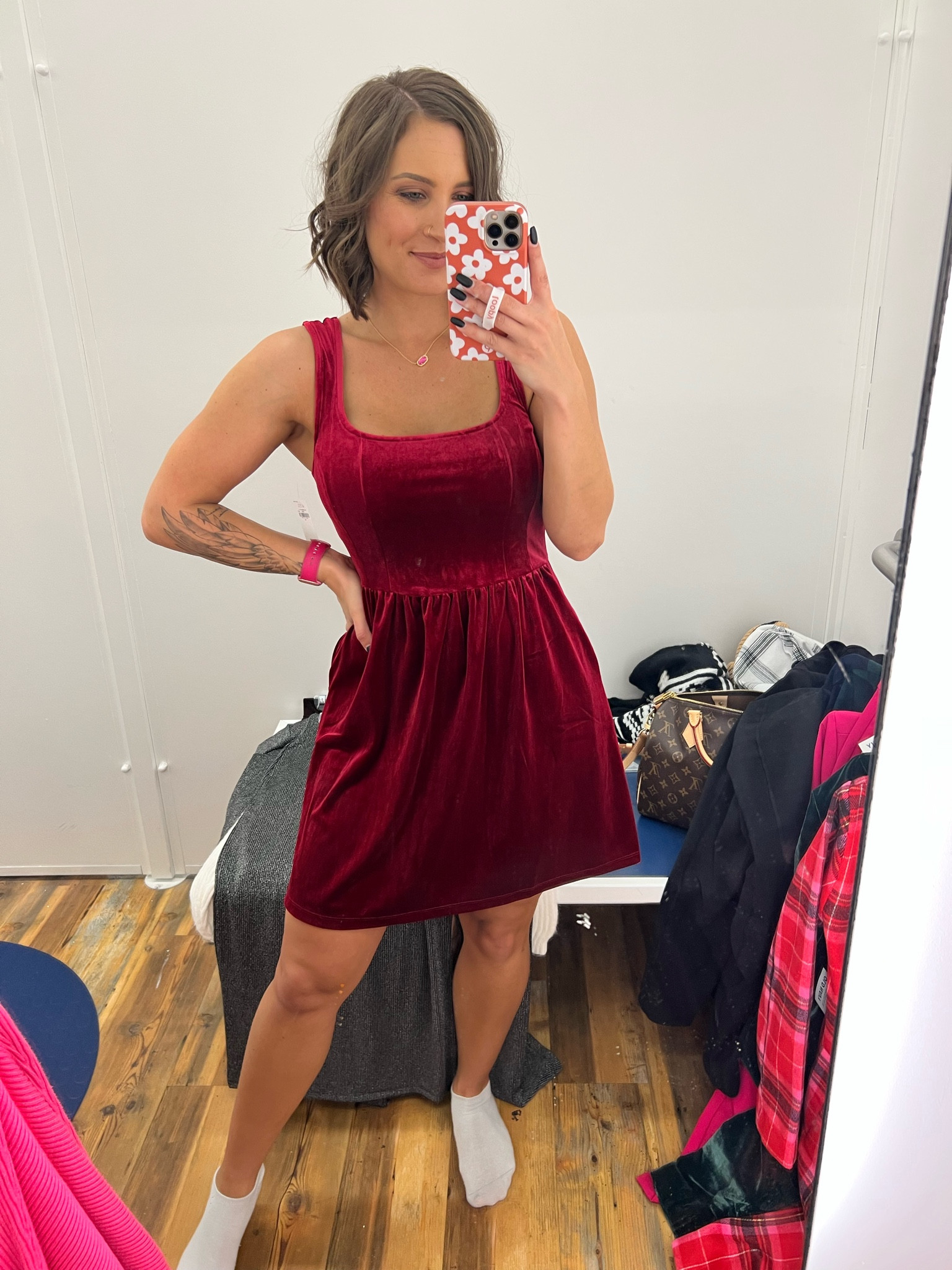 The perfect little holiday dress. Good for thanksgiving or Christmas. I’m wearing a small  

#LTKsalealert #LTKHoliday #LTKparties