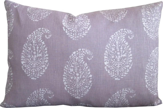 High End Designer Decorative Pillow Cover-Peter Dunham-Block Print-Kashmir Paisley Lilac-Accent Pill | Etsy (US)