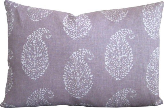 High End Designer Decorative Pillow Cover-Peter Dunham-Block Print-Kashmir Paisley Lilac-Accent Pill | Etsy (US)