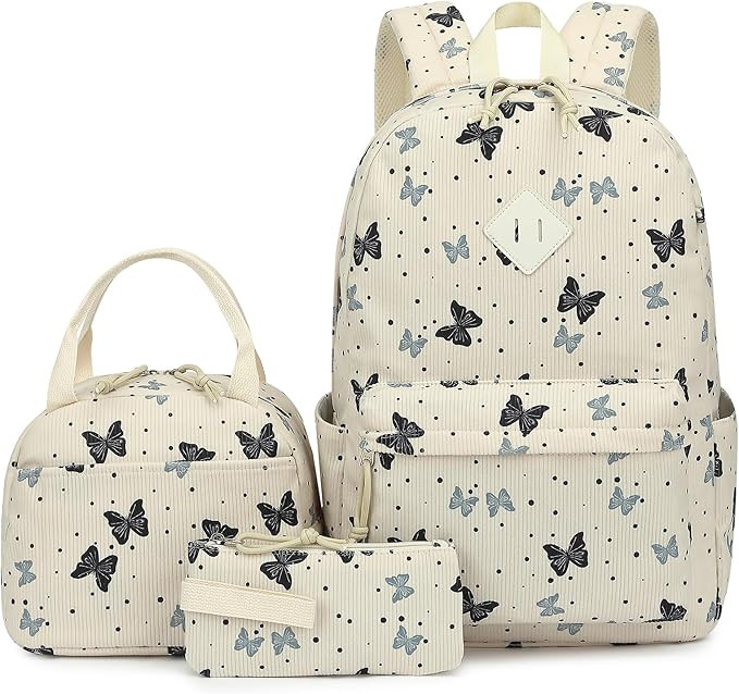 Corduroy School Backpacks for Girls, kids 3in1 Bookbag Set School Bags with Lunch Box and Pencil ... | Amazon (US)