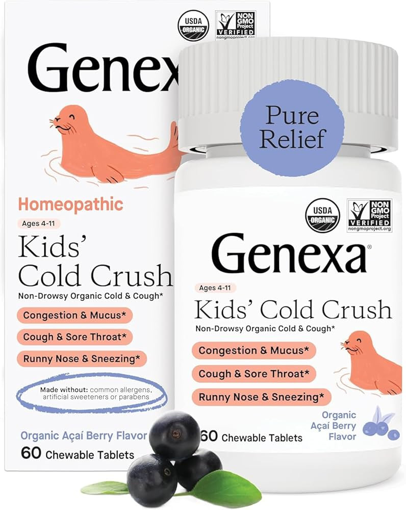 Genexa Kids' Cold Crush | Multi-Symptom Cough & Cold Relief for Children | Delicious Organic Acai... | Amazon (US)