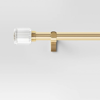 36"-66" Clear Ribbed Curtain Rod Brass - Threshold™: Gold Single Rod, Quick Mount, Polystyrene & Steel | Target