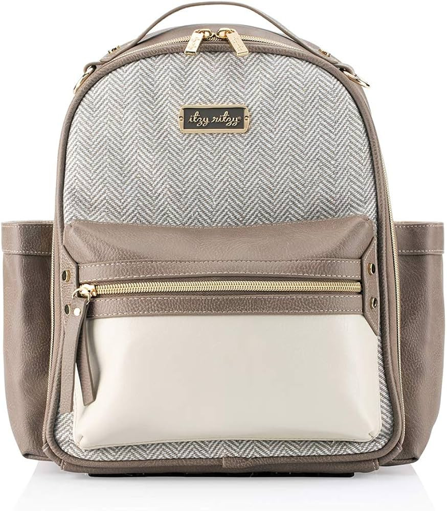 Itzy Ritzy Backpack – Chic Mini Diaper Bag with Vegan Leather Changing Pad, 8 Total Pockets (4 ... | Amazon (US)