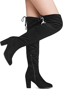 DREAM PAIRS Women's Thigh High Over The Knee Fashion Boots Block Mid Heel Long Sexy Faux Fur Boot... | Amazon (US)