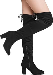 DREAM PAIRS Women's Thigh High Over The Knee Fashion Boots Block Mid Heel Long Sexy Faux Fur Boot... | Amazon (US)