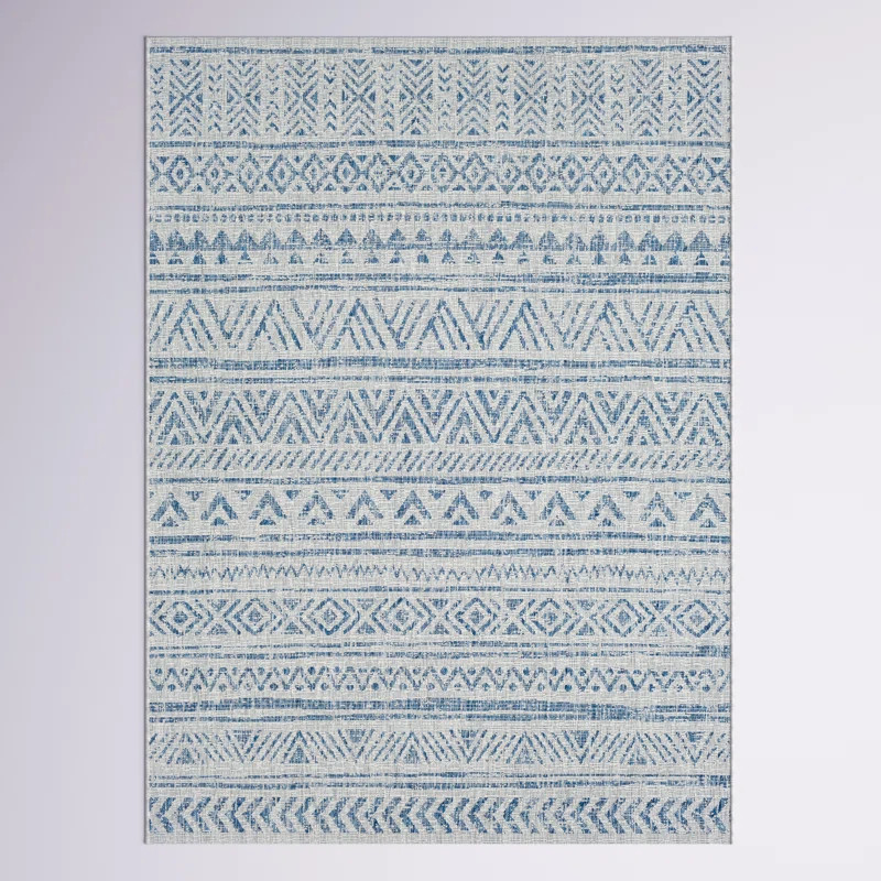 Tomas Chevron Rug Dark Blue/Grey Indoor/Outdoor Area Rug | Wayfair North America