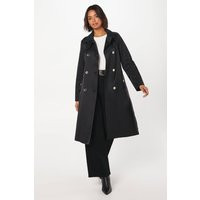 Womens Gold Button Trench Coat - Black - 12 | Dorothy Perkins (UK)