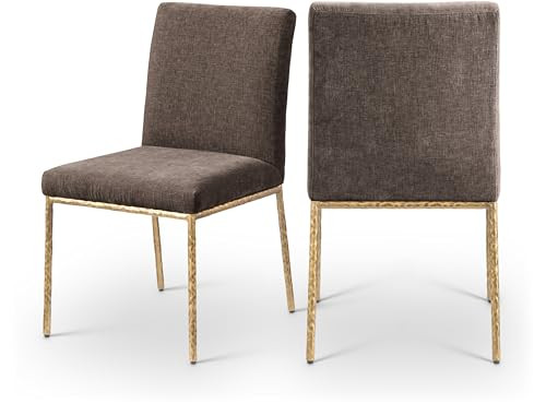 Meridian Furniture Reeves Brown Chenille Fabric Dining Side Chair (Set of 2) | Amazon (US)