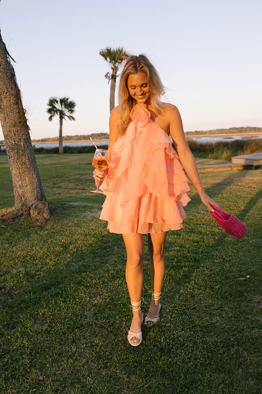 Valorie Floral Ruffle Mini Dress - Peach | Fancyd Boutiqe