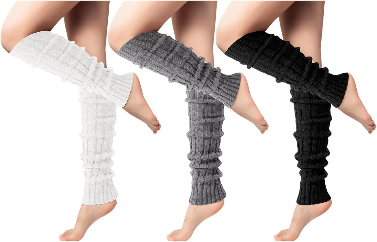 Pleneal Leg Warmers for Women - 1/2/3 Pairs Fashion Cable Knit Warm Leg Warmers 80s Accessories f... | Amazon (US)