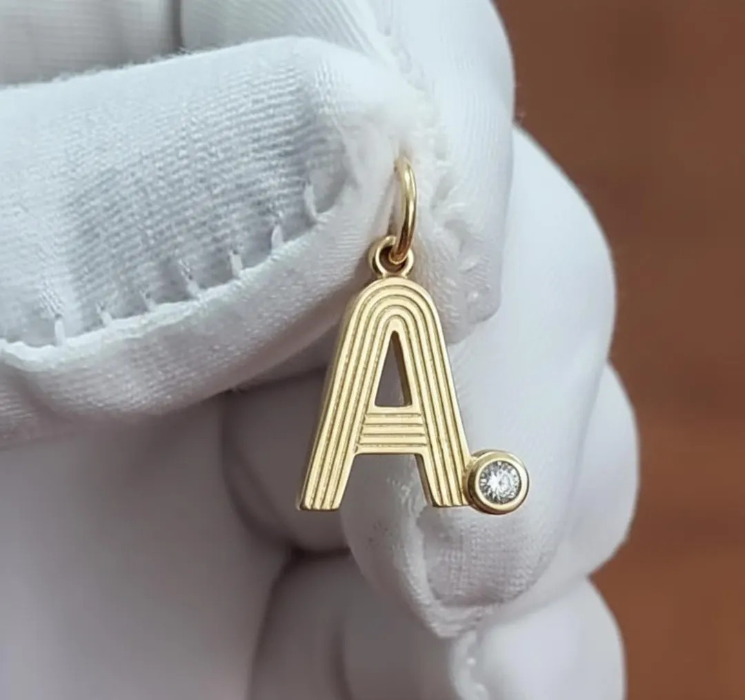 Solitaire Diamond Letter Charm 925 Sterling Silver Initial  Alphabet Charm Pendant Anniversary Gi... | Etsy (US)