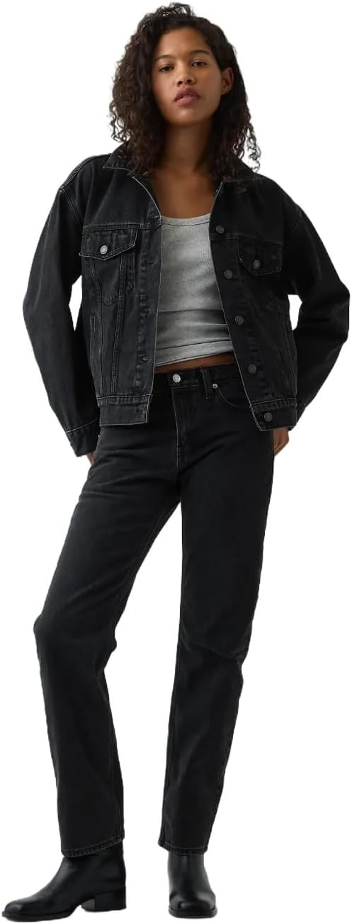 GAP Women's Mid Rise Straight Taper Jeans | Amazon (US)