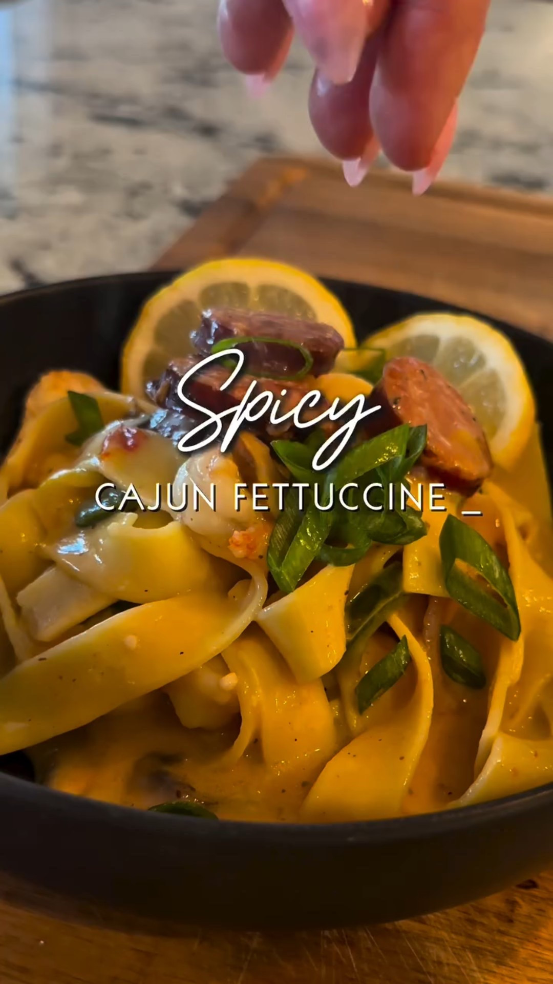 Share this recipe with a friend and comment RECIPE below for the full recipe in your DMs 🩷

This Cajun Spicy Fettuccine was a happy accident born from a nearly empty fridge, a thriving garden, and a serious lack of grocery runs 🙃

Our kitchen fridge has been out for TWO weeks (Samsung, please… I’m begging), so we’ve been living out of the garage fridge, and it’s getting real tight in there. With some garden veggies ready to harvest and leftover ingredients holding on for dear life, this spicy, creamy pasta came to life. And wow… it’s definitely going on repeat.

Here’s how it came together:

Sauté 1 lb of sliced andouille sausage in a bit of really good olive oil (like @terradelyssa), then toss in a sliced red onion, poblano pepper, summer squash, mushrooms, and a chopped tomato. Add 3 cloves of minced garlic and cook until everything’s softened and fragrant.

Stir in 1 cup white wine and 1 cup chicken broth (or sub water + bouillon powder), then add 1 lb frozen shrimp straight in and let them simmer until cooked through.

Reduce the heat and pour in ½ cup whole milk (or ¼ cup heavy cream), a generous handful of grated parmesan, and season with Old Bay to taste.
Toss with fresh fettuccine and a little pasta water if needed to bring it all together.

It’s smoky, creamy, just the right amount of spicy, and tastes like you planned it. Even when you absolutely did not. 🫶

#CajunFettuccine #SpicyPasta #PantryDinner #GardenToTable #SavorAndShine #EasyDinnerIdeas #FridgeCleanoutMeal #WeeknightDinner #ShrimpPasta #AndouilleSausage #easyrecipes #foodie #recipeoftheday #yum #foodstagram #comfortfood #cajunfood