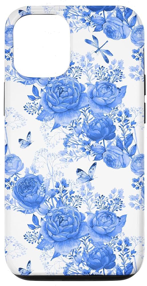 iPhone 12/12 Pro French Country Floral Blue White Toile Grandmillennial Roses Case | Amazon (US)