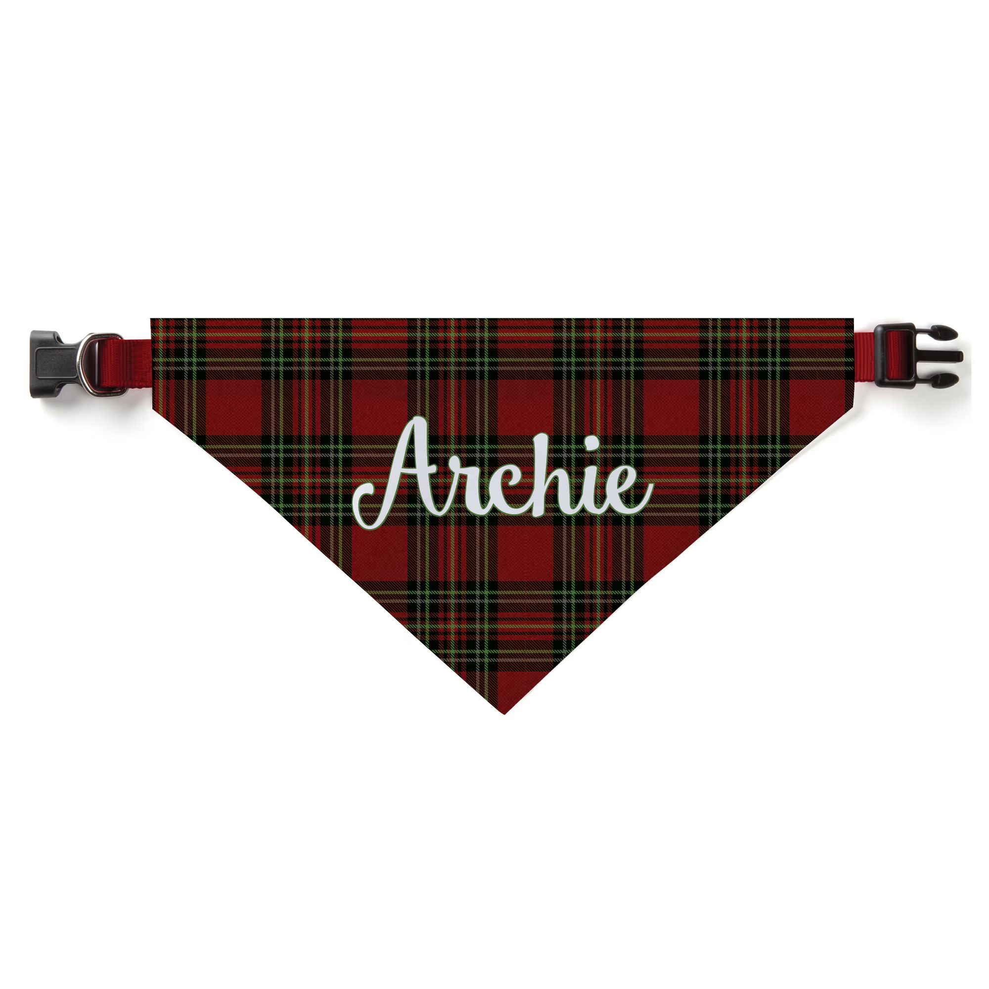 Custom Personalization Solutions Christmas Plaid Personalized Pet Bandana Collar Cover | Petco | Petco