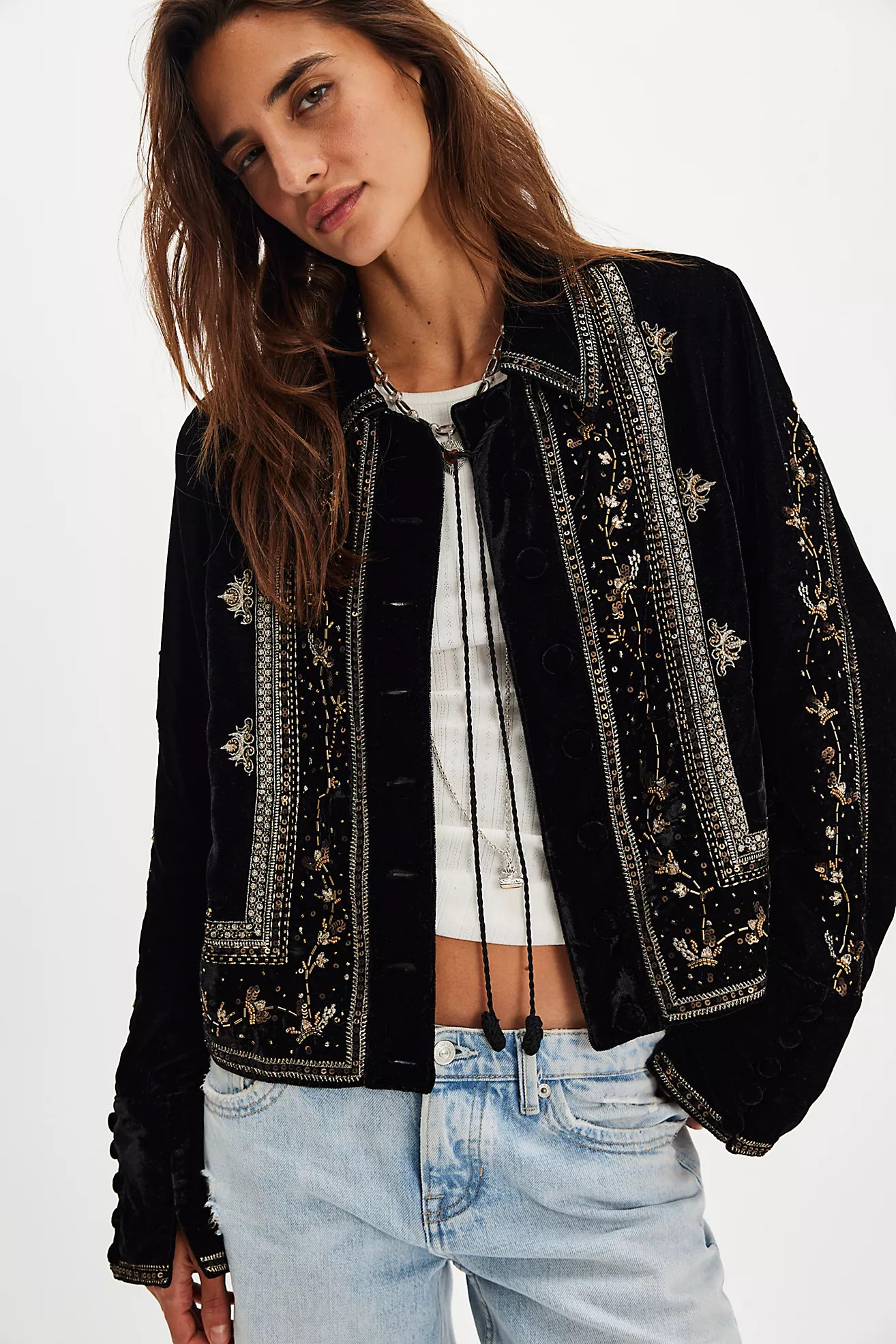 Maxxie Embellished Velvet Jacket | Free People (Global - UK&FR Excluded)