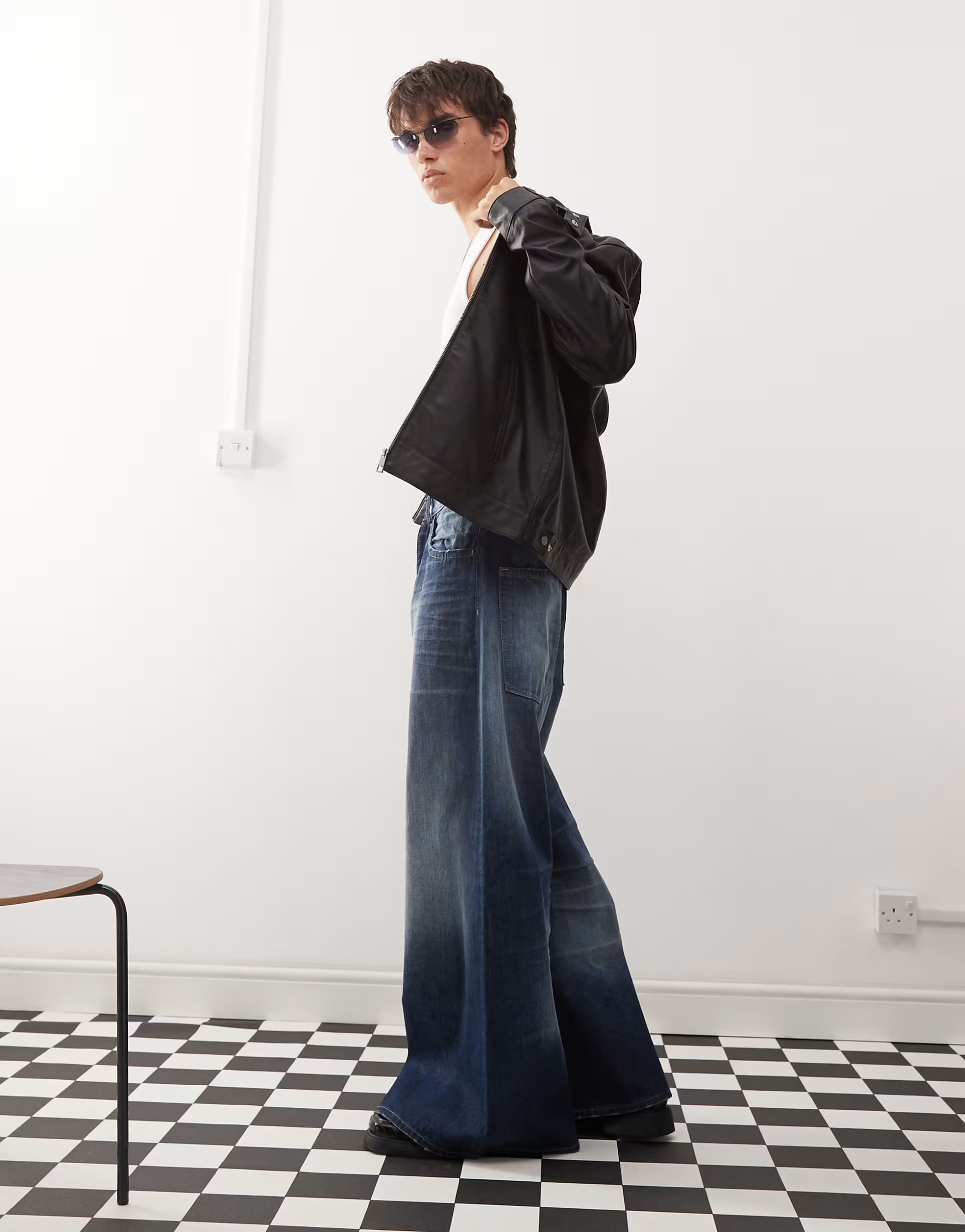 Cheap Monday Rad Super wide leg skater jeans in star dark wash blue | ASOS (Global)