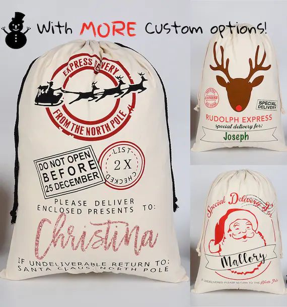 Custom Santa Sack Personalized Santa Sack Christmas Gift Bag | Etsy | Etsy (US)