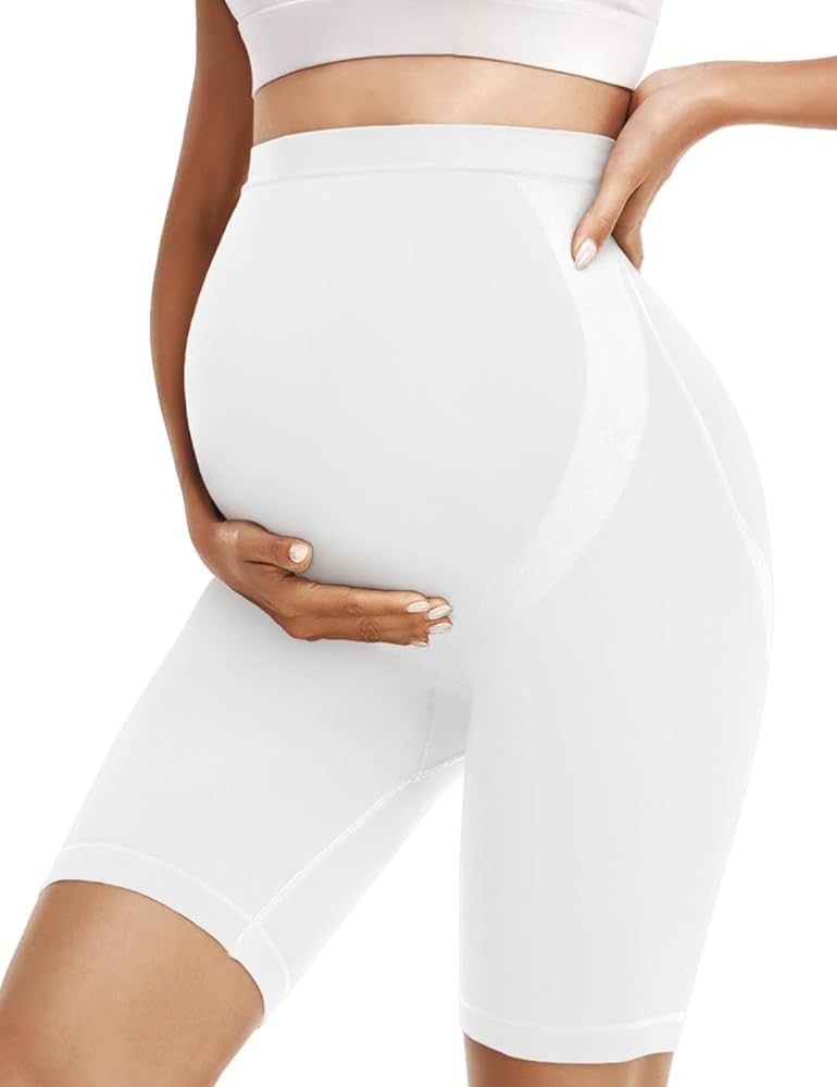 we fleece 8" Maternity Shorts for Women Over Belly Biker Workout Yoga Active Summer Pregnancy Run... | Amazon (US)