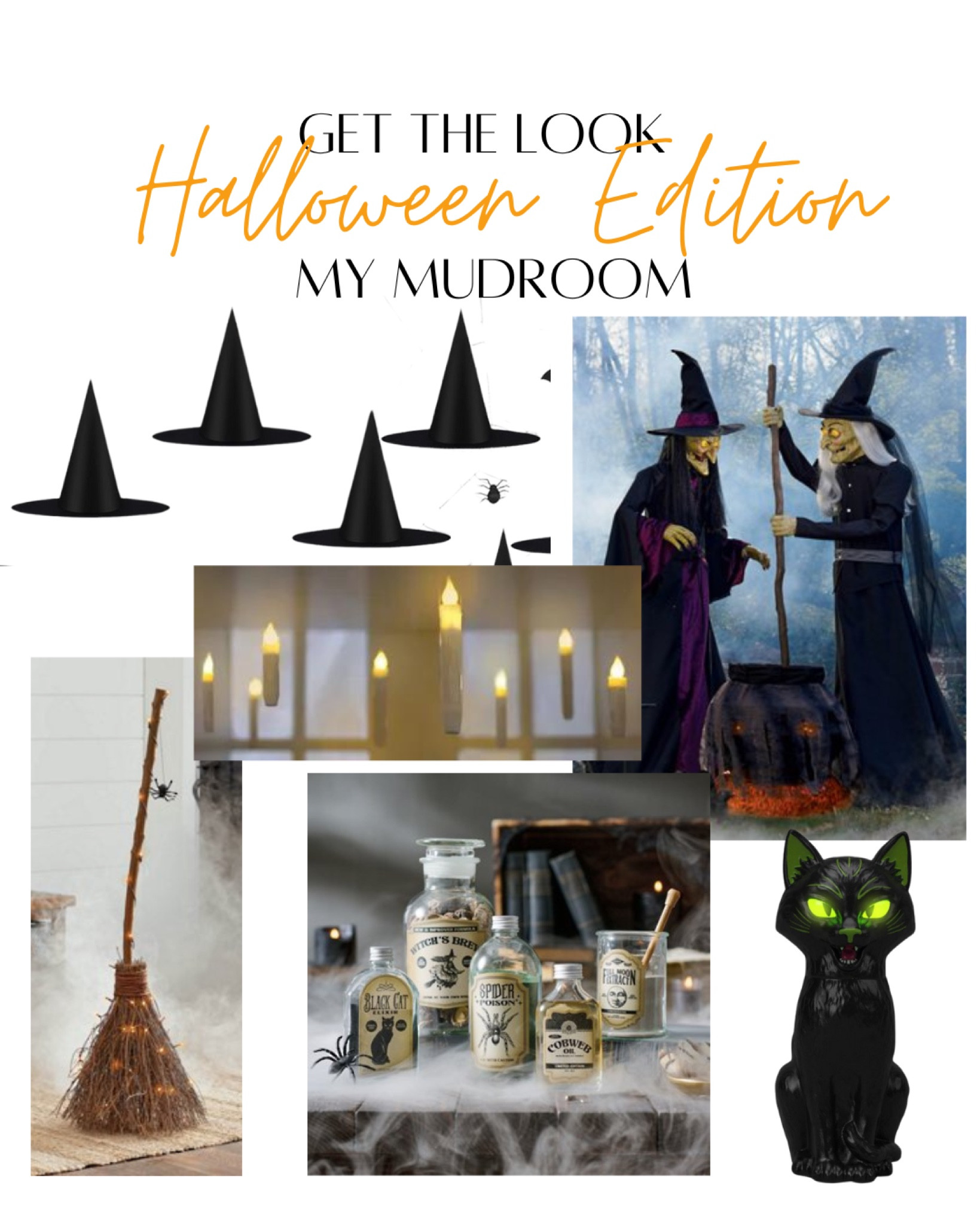 My mudroom has a witch theme, with floating hats, floating candles, black cats, potions and broom sticks… makes for an awesome Halloween surprise. Halloween decor. Indoor Halloween decor. Cheesy holiday decor. Halloween time 

#LTKHome #LTKSeasonal #LTKFallSale
