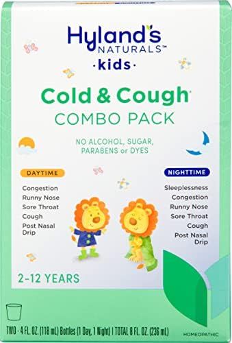 Kids Cold Medicine for Ages 2+, Hylands Naturals Kids Cold & Cough, Day and Night Combo Pack, Syr... | Amazon (US)