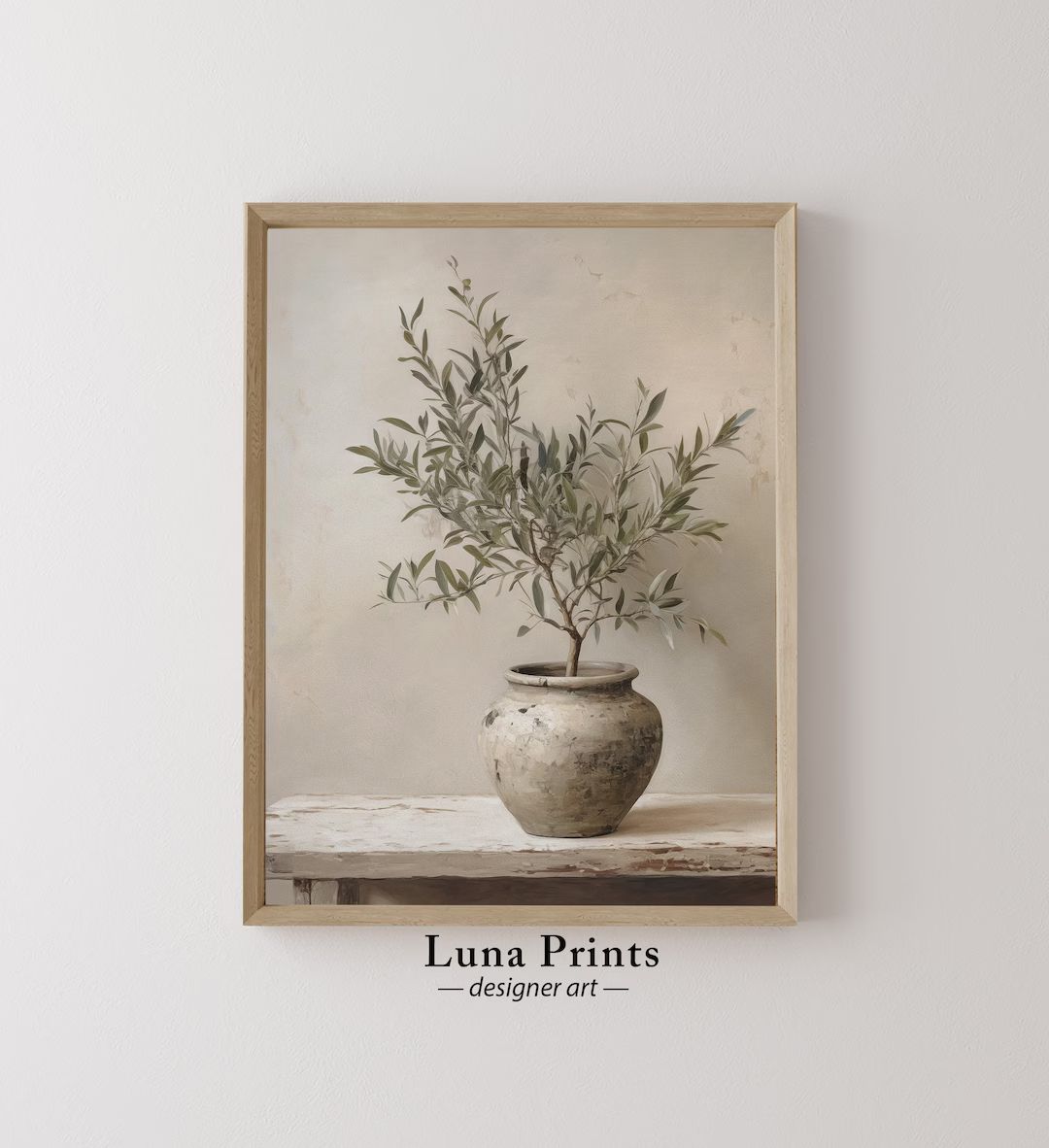 Olive Tree in Vessel Painting, PRINTABLE ART, Vintage Botanical Art | Muted Toned Art | Etsy (US)