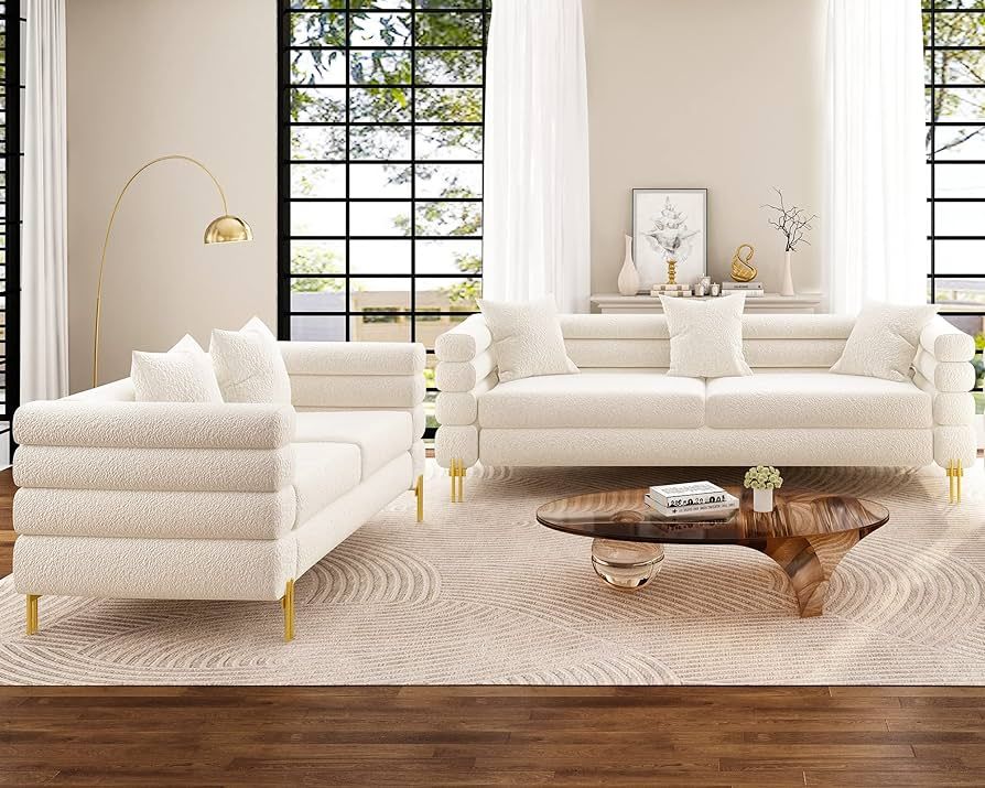 AMERLIFE Sofa, Oversize Sofa-Bouclé Sofa Couch, Deep Seat Sofa York Sofa for Living Room-2 Piece... | Amazon (US)