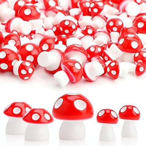 Gukasxi 100 Pieces Mini Resin Mushrooms Miniature, Figurines Garden Mushrooms Tiny Mushrooms Orna... | Amazon (US)