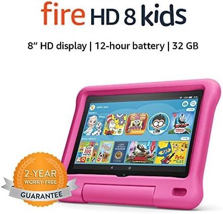 Fire HD 8 Kids tablet, 8" HD display, ages 3-7, 32 GB, includes 2-year worry-free guarantee, Pink... | Amazon (US)