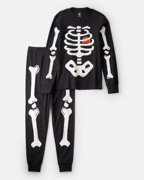 Adult 2-Piece Glow Skeleton Halloween 100% Snug Fit Cotton Pajamas - Black | Carter's Inc