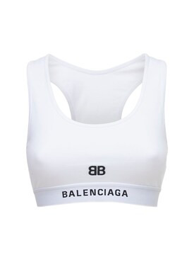 Balenciaga - Cotton jersey sports bra - White | Luisaviaroma | Luisaviaroma