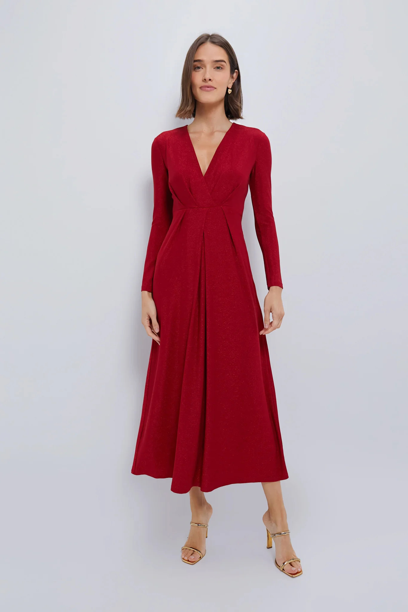 Red Shimmer V-Neck Angelina Gown | Tuckernuck (US)