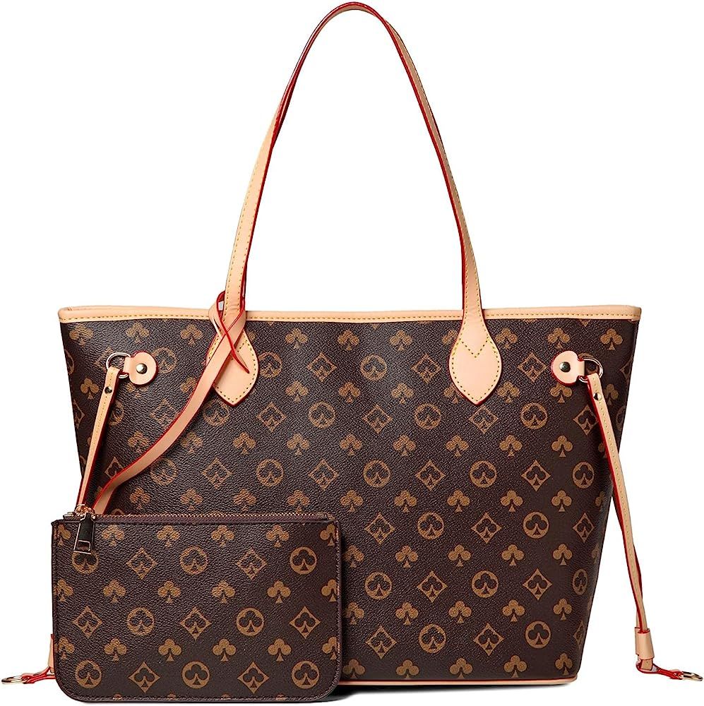 WOQED Handbags for Women Tote Large Purses Top Handle Satchel Bags Leather Shoulder Purse 2 Sets wit | Amazon (US)