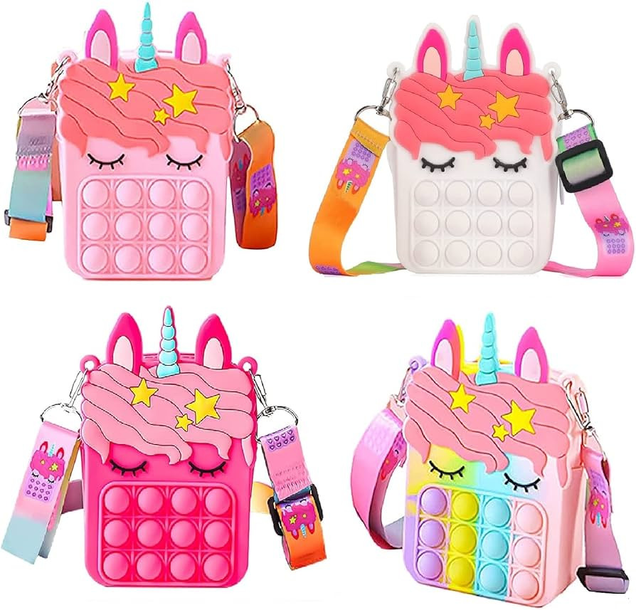 Gifts for Kids 4 Packs Unicorn Purses Fashion Fidgets Fashion Pop Purse Push Bubbles Fidget Toy R... | Amazon (US)