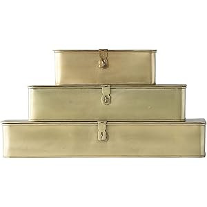 Creative Co-Op Decorative Metal Boxes with Gold Finish (Set of 3 Sizes) | Amazon (US)