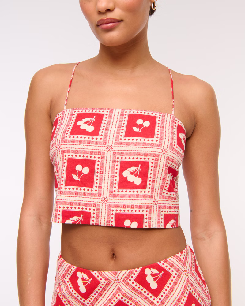 Cropped Linen-Blend Cami | Abercrombie & Fitch (US)