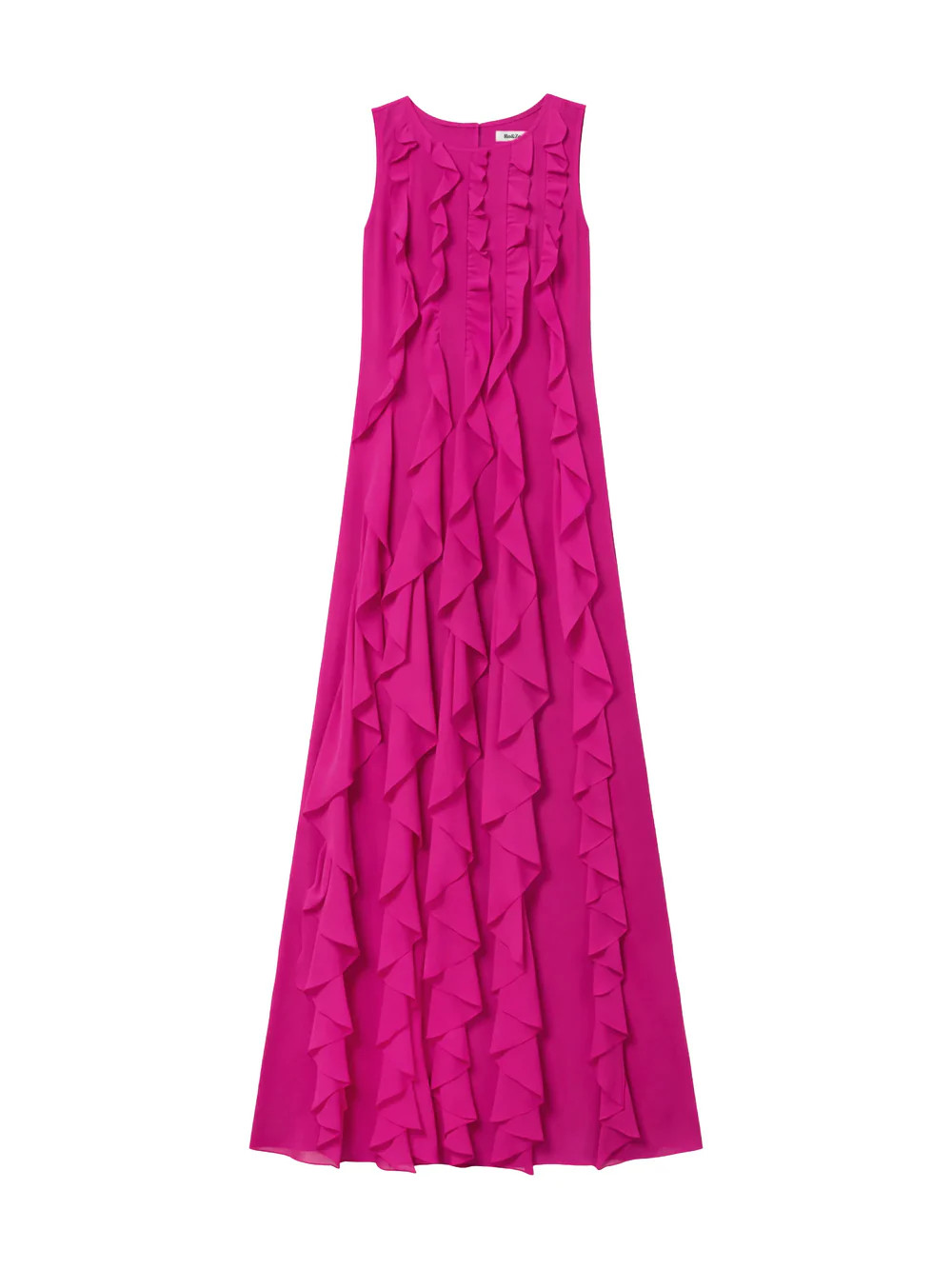 Leonor Pink Chiffon Waterfall Frill Maxi Dress | Ro&Zo