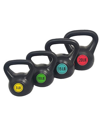 BalanceFrom Fitness Home Gym Vinyl Coated Solid Cast Iron Kettlebell Weight Set - Macy's | Macy's