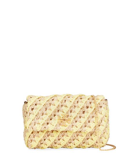 Tory Burch Kira Crochet Raffia Mini Shoulder Bag | Neiman Marcus