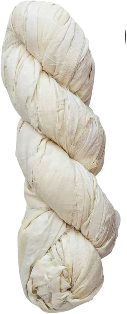 70-75 Yard Recycled Torn Silk Ribbon, Ivory Color (Each One Will Vary) | Amazon (US)