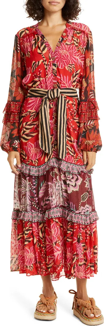 FARM Rio Floral Print Long Sleeve Chiffon Dress | Nordstrom | Nordstrom