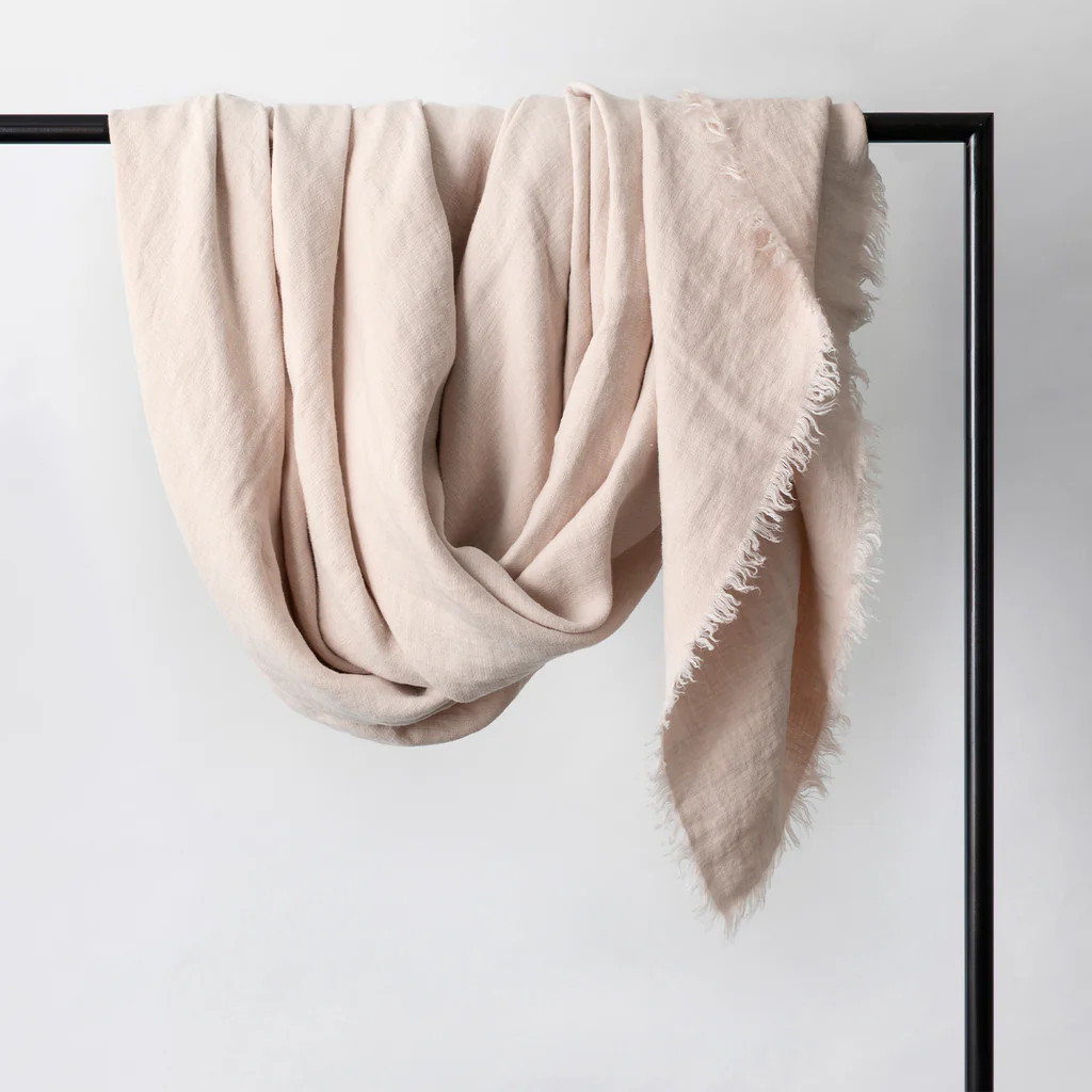 Freya Linen Throw - Blush | Cultiver