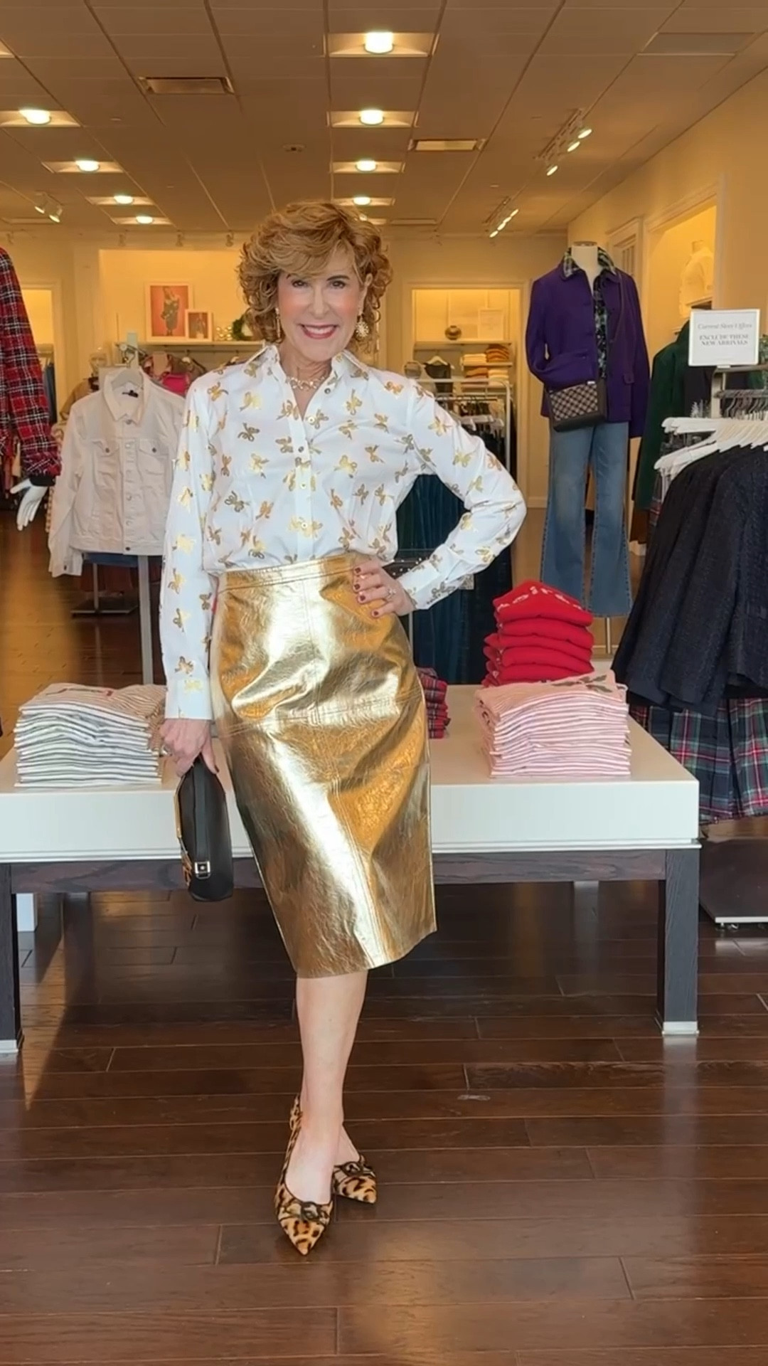 This combo is holiday perfection 🎀
The Non-Iron Perfect Shirt stays perfectly crisp, and those tiny metallic bows add the sweetest festive touch. Paired with this gorgeous gold Crinkle Metallic Faux Leather Midi Skirt, it’s chic, shimmer-y look that’s effortless and so much to fun to wear!



#LTKSeasonal #LTKHoliday #LTKSaleAlert