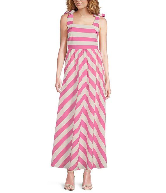 SAIL to SABLE x Style Charade Megan Square Neck Tie Shoulder Strap Stripe Print Maxi Dress | Dill... | Dillard's