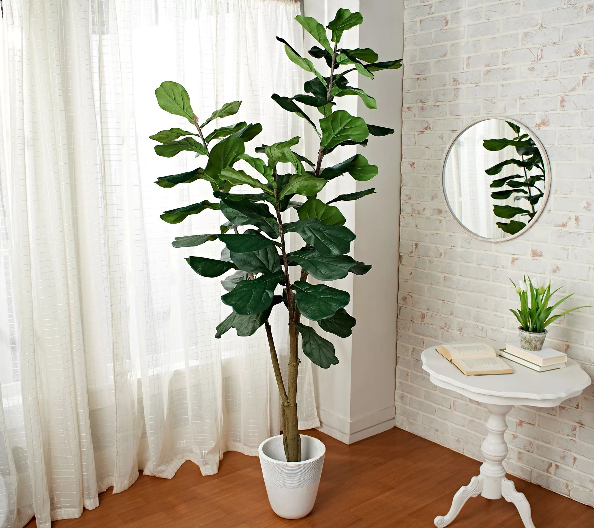 7' Faux Fiddle Leaf Tree in Starter Pot by Valerie | QVC