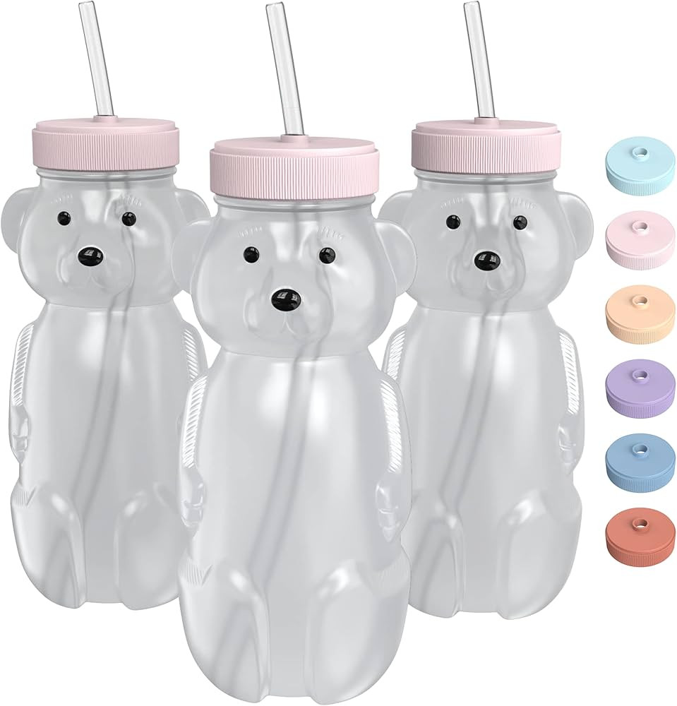 Honey Bear Straw Cup for Babies 3 pack; 8oz straw bear cup with improved safety lid design; honey... | Amazon (US)