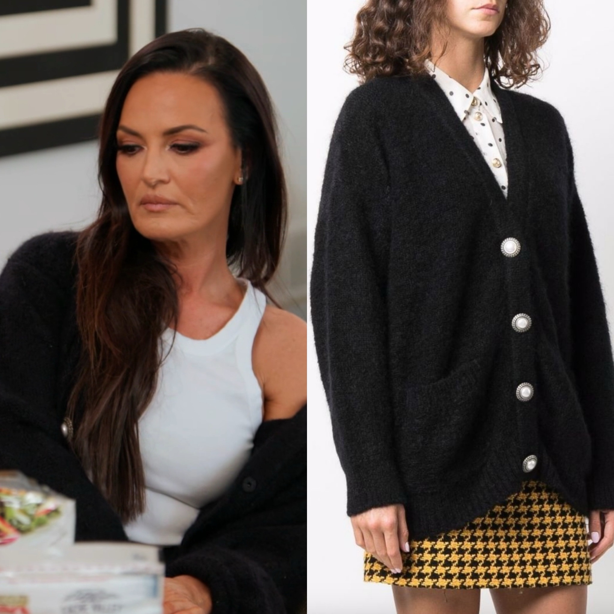 Lisa Barlow’s Black Pearl Button Cardigan is by Alessandra Rich // Shop Similar