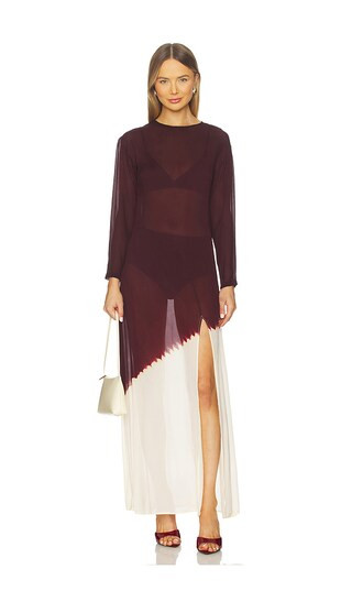 Sheer Panel Maxi Dress in Merlot Cloud | Revolve Clothing (Global)