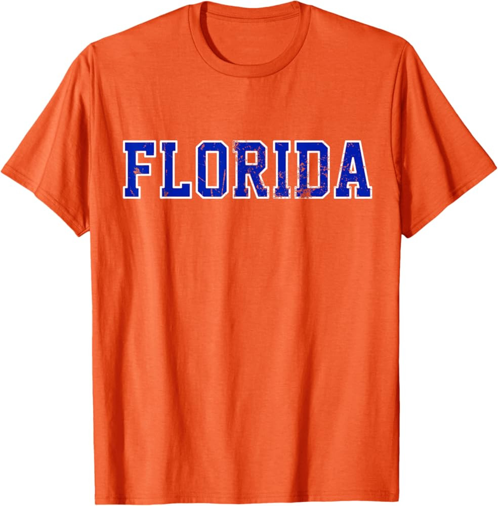 Vintage Florida Mens Florida Womens Orange Retro Worn FL T-Shirt | Amazon (US)