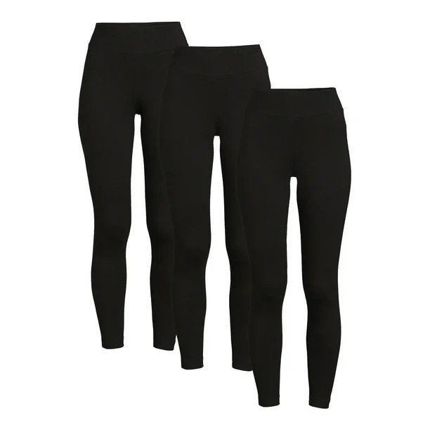 Time and Tru Women's High Rise Knit Leggings, 3-Pack - Walmart.com | Walmart (US)
